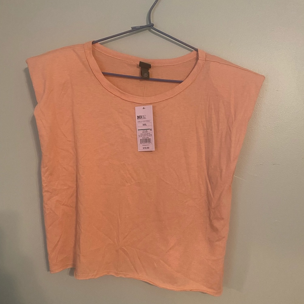 Pink Shoulder Pad Cropped Muscle Tank